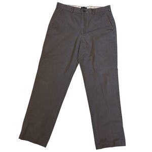 Lands' End Gray Chinos Flat-Front Traditional Fit Waist 33"